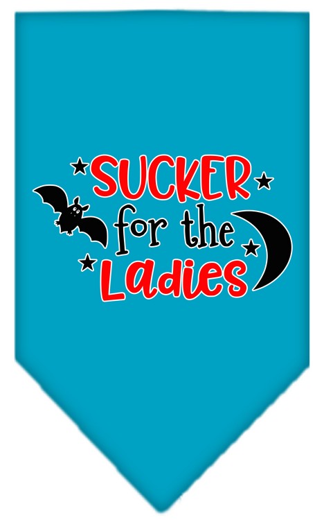 Sucker for the Ladies Screen Print Bandana Turquoise Large